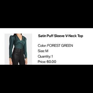 Express Satin Hunter Green Blouse